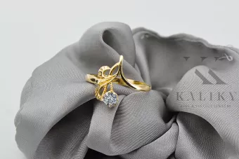 Циркон 14K Жовте золото Каблучка Вінтаж стиль vrc095y